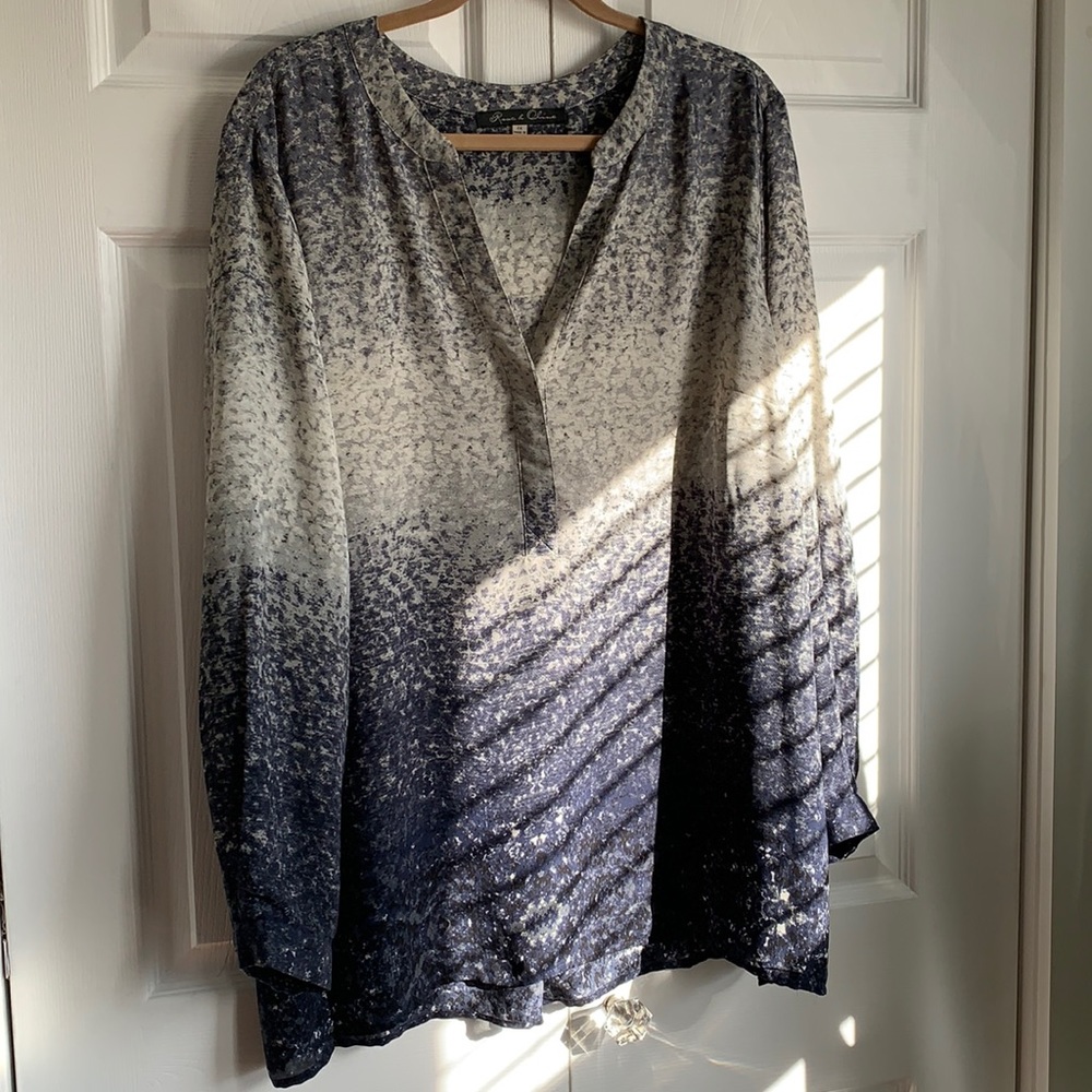Cream and Navy Ombré Blouse